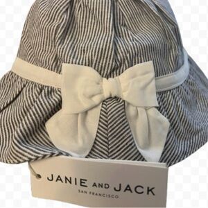 Janie and Jack Black & White Bucket Sun Hat with Adorable White Bow NWT